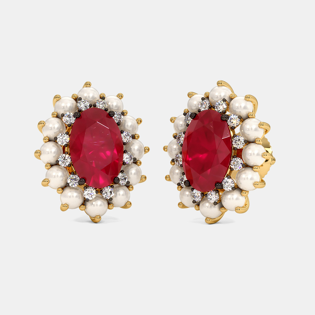 The Crimson Pearl Stud Earrings