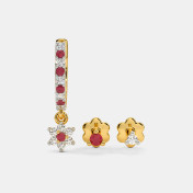 The Tamsin Multi Pierced Huggie Earrings - thumb 3