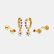 The Tamsin Multi Pierced Huggie Earrings - thumb 1